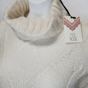 Pink Rose Women's Ivory Cowl Neck Sweater